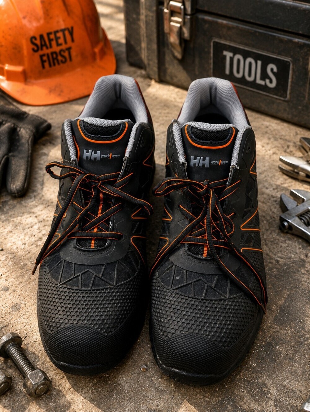 Helly Hansen Safety Toe Electical Hazard Black Orange Vibram Shoes. Mens 14